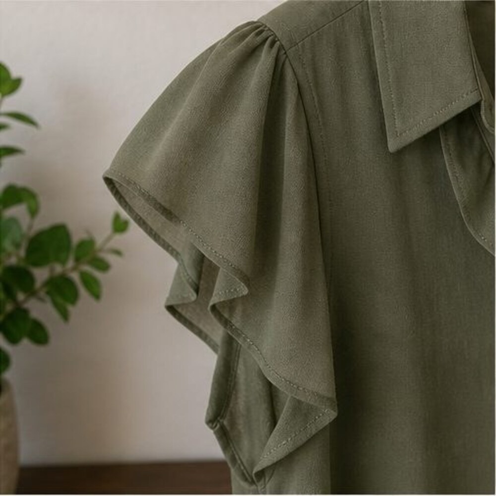 Olive Ruffle Blouse - Picture 5 of 6